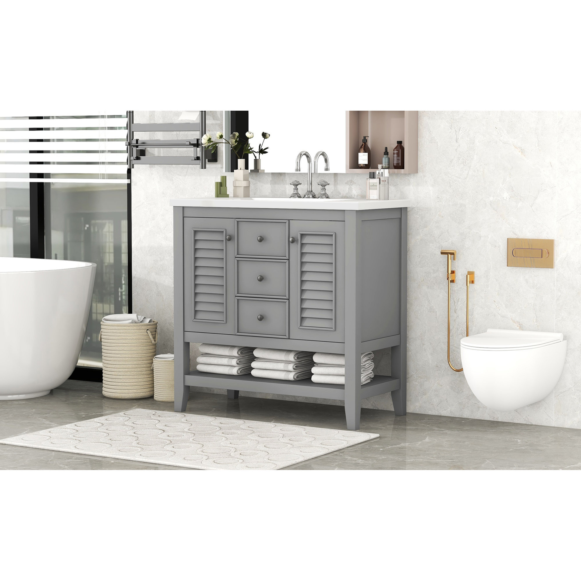 Winston Porter Mosqueida 35 98 Free Standing Single Bathroom Vanity