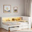 Lit de jour multiple avec tablettes de rangement, USB, DEL et 2 tiroirs-123034892