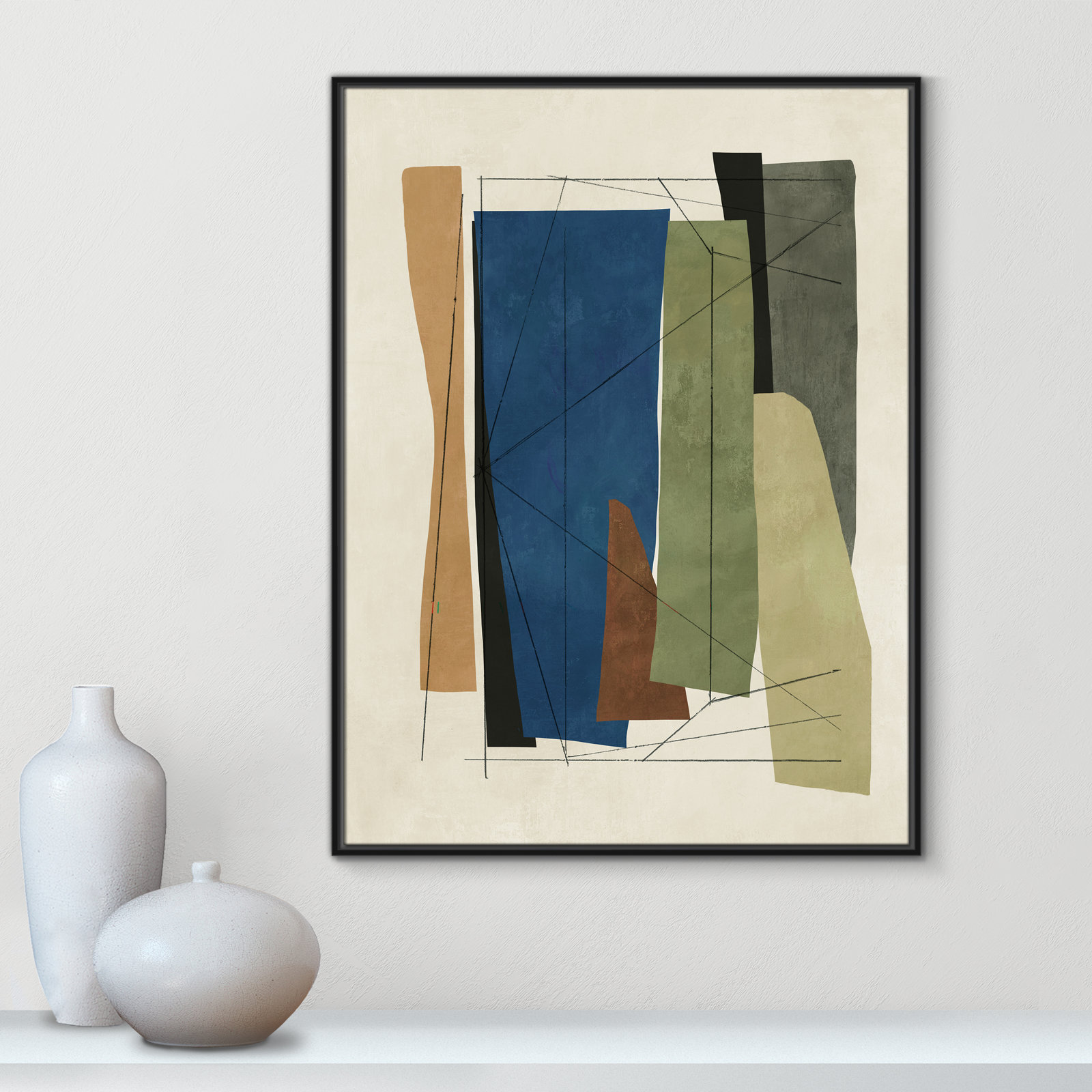 Beckton "Sync I" Print by Tom Reeves, Black Framed, 41.5" H x 31.5" W x 2" D