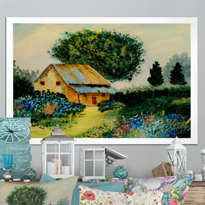 Cottage In Green Summer Scenery - reproduction de cadre flottant sur toile