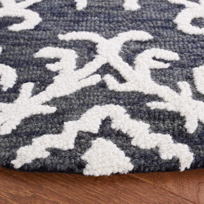Tapis noir / ivoire Farnham Blossom 104, Rond 6 pi