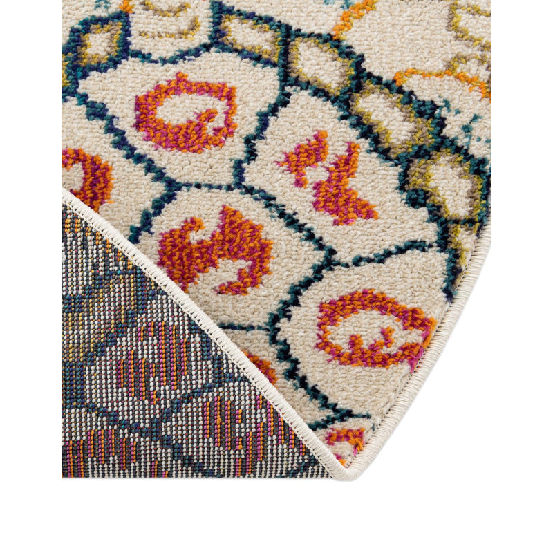Tapis beige à motif animalier Vargas, Rond 7 pi 10 po