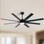 72 in. 8-Blade Black Low Profile Ceiling Fan with Integrated LED, Two-Toned Blades