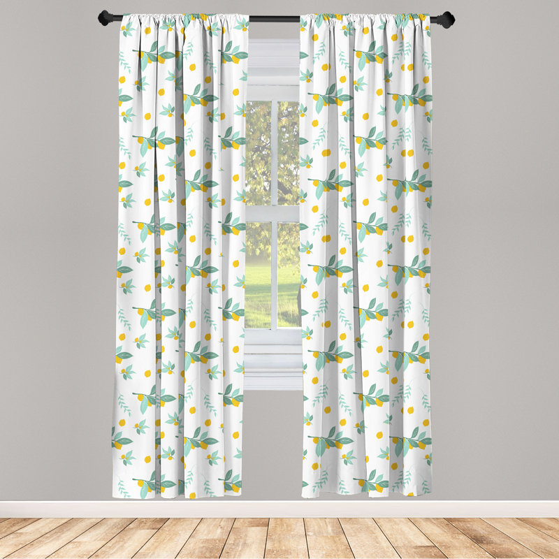 Rose Floral Semi-Sheer Rod Pocket Curtain Panels, 28" x 63"