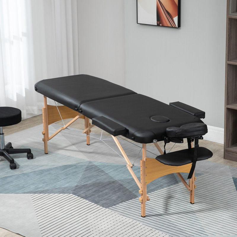 HOMCOM Portable Massage Bed Folding Beauty Massage Table Black