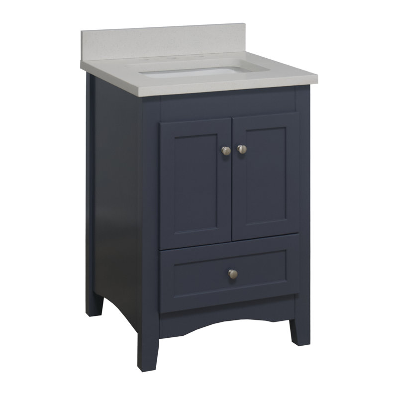 Charcoal Gray 24'' Single Bathroom Vanity with Quartz Top