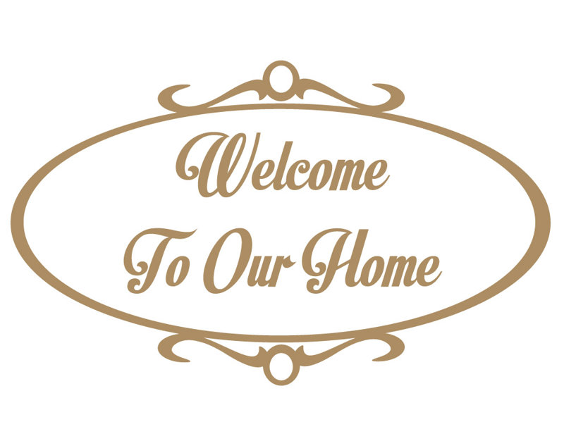 Décalcomanie murale welcome to home, Brun pâle, H 25 po x l 42 po x P 0,01 po