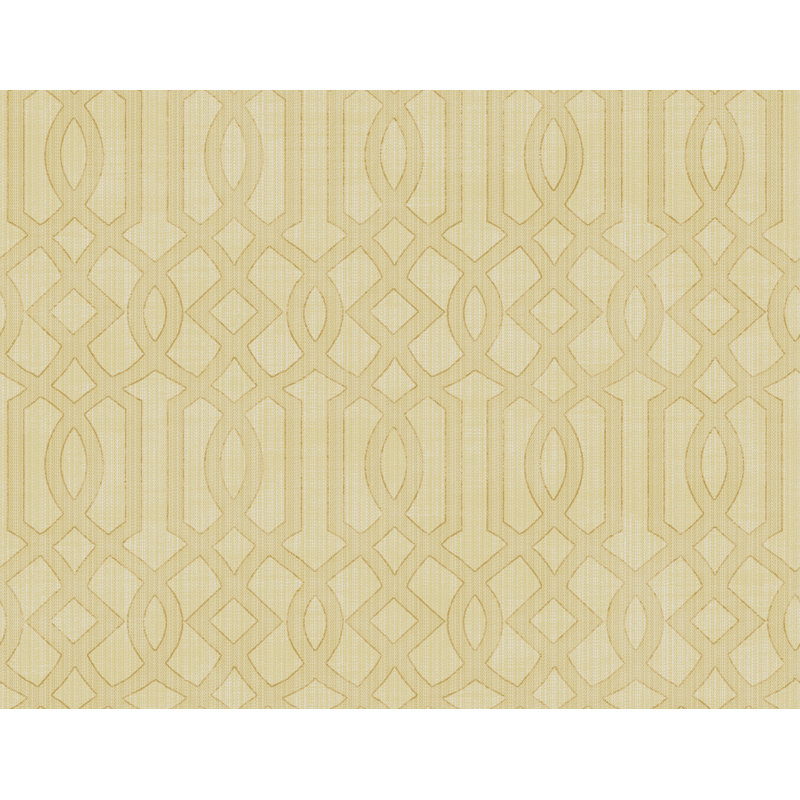 Papier peint à motif treillis géométrique Seaet, Brun clair; or