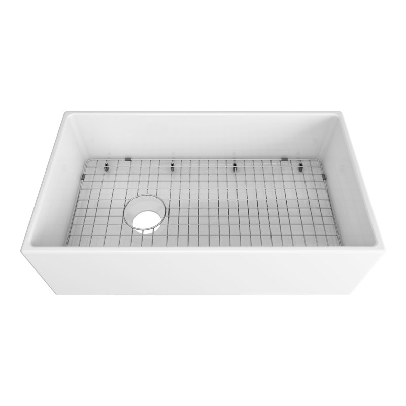 ADRIA FIRECLAY KITCHEN SINK, 33", MATTE BLACK, Polished White