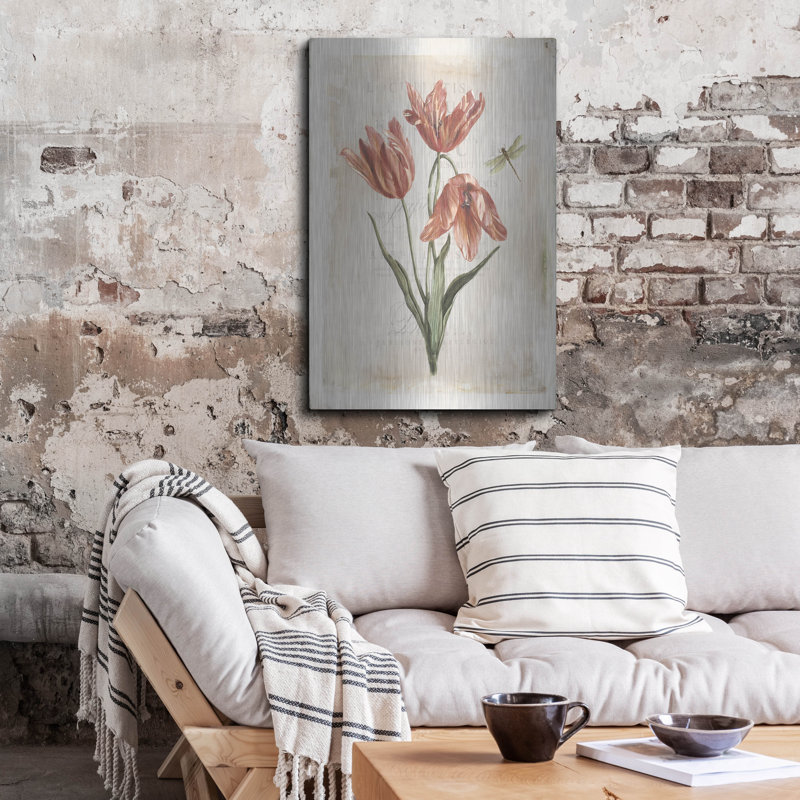 Winston Porter «Antiquarian Blooms 3» par Katie pertiet, art mural en métal, H 36 po x l 24 po