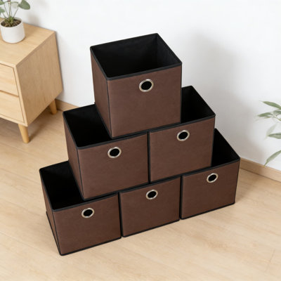 Durable Fabric Storage Cube Bins , Wood Grain Decorative Storage Baskets For Shelves, Closet, Bedroom, Living Room, Office, Foldable Organizer Boxes
