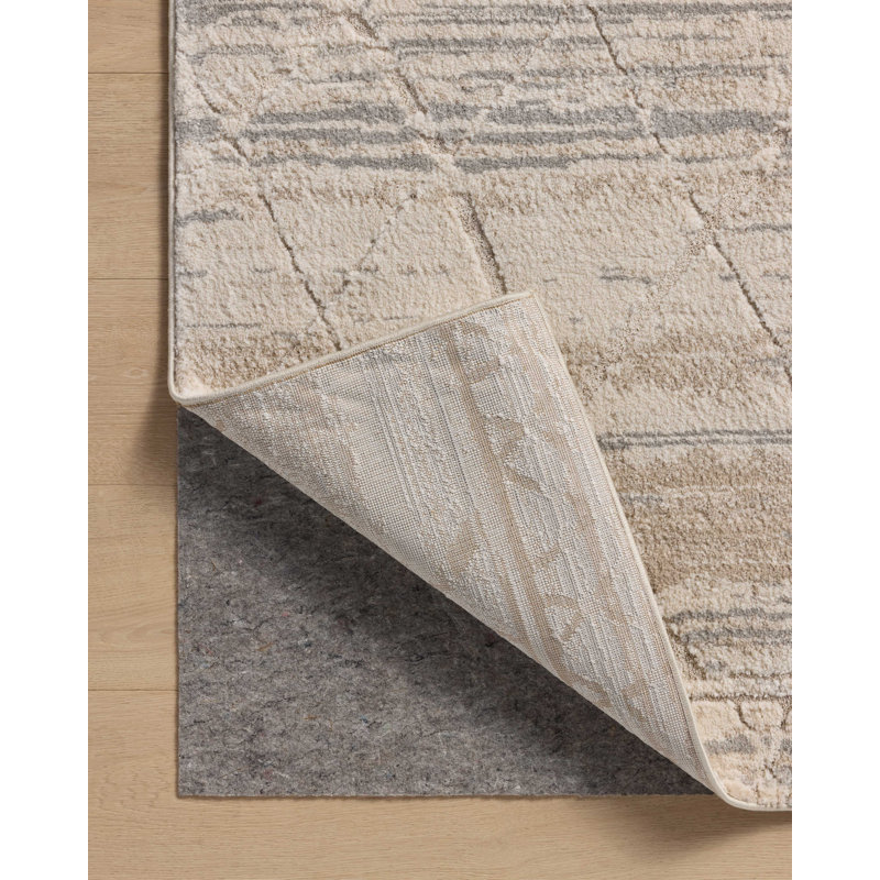 Ivory and Natural High Pile Braided Wool Area Rug