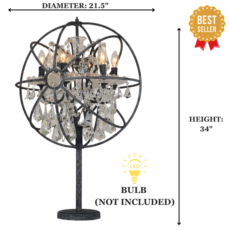 Modern 6-lights Orbit Table Lamp 21 Inches In Matt Black, Black