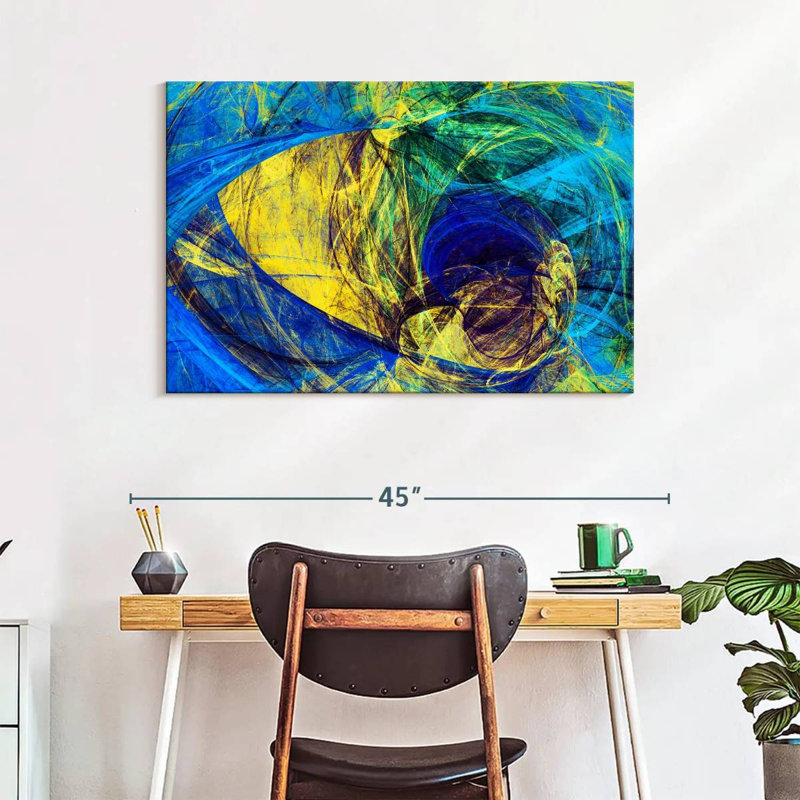 Avery Blue Abstract Tunnels, 26" H x 39" W