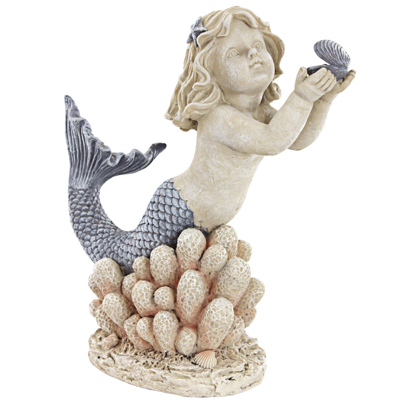 Statue de jardin sirène avec coquillage
