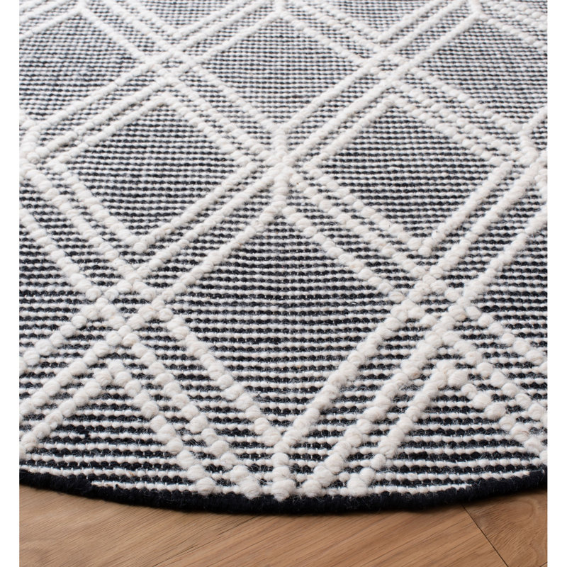 Farmington Natura Hand Woven Wool Cotton Geometric Rug in Cream/Gray, Rectangle 5' x 8'