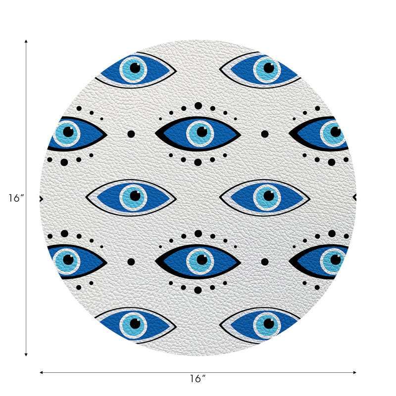 Eyes Vegan Leather Round Pebble Placemat