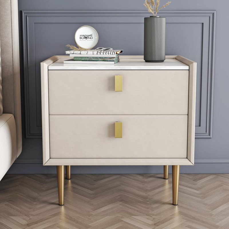 Bhanwari 45cm W Faux Leather Bedside Table
