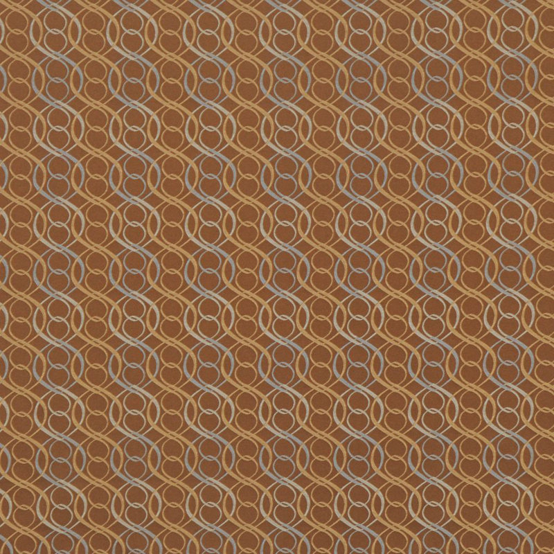 Allure Quatrefoil Fabric, Blue/Brown