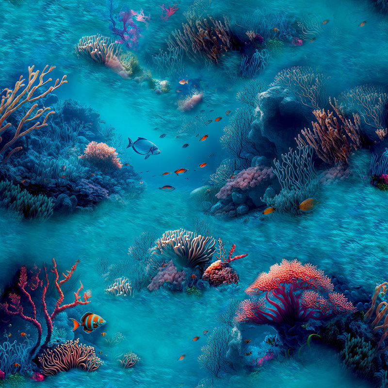 Papier peint bleu sous la mer Orlena