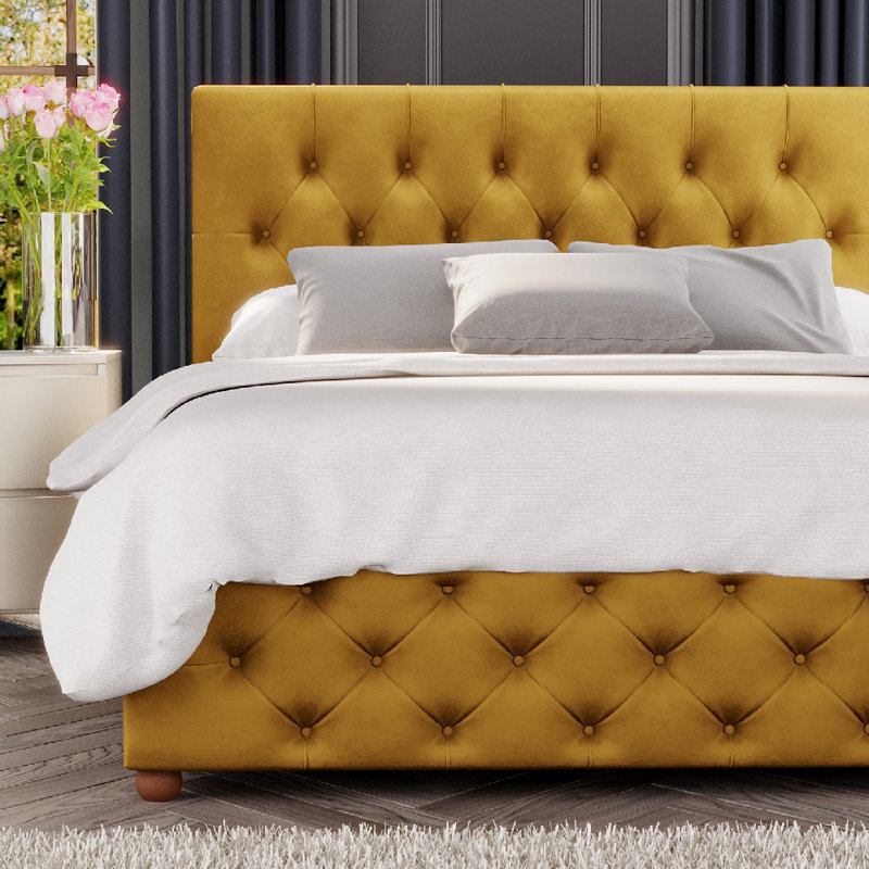 Upholstered Ottoman Bed, Super King (6'), Ochre