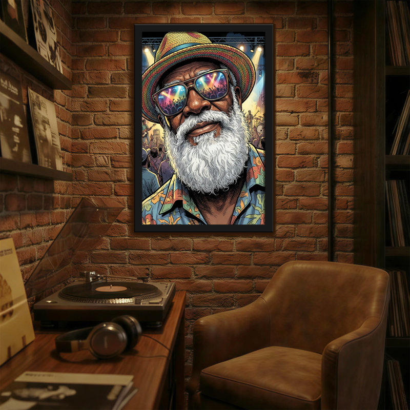 Mode, chapeau coloré, lunettes de soleil et barbe blanche, H 30 po x l 20 po
