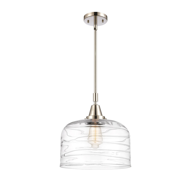 Luminaire suspendu en forme de cloche à 1 lumière Acrion, DEL, H 47,12 po x l 12 po x P 12 po, Nickel poli
