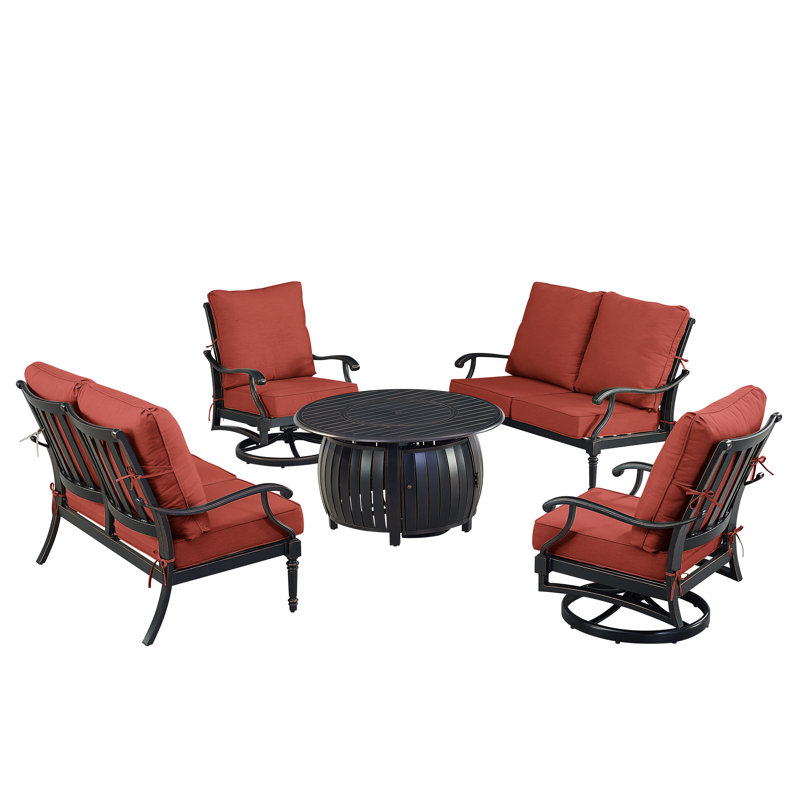 Pailynn Outdoor 6 - Piece Conversation Set, Red