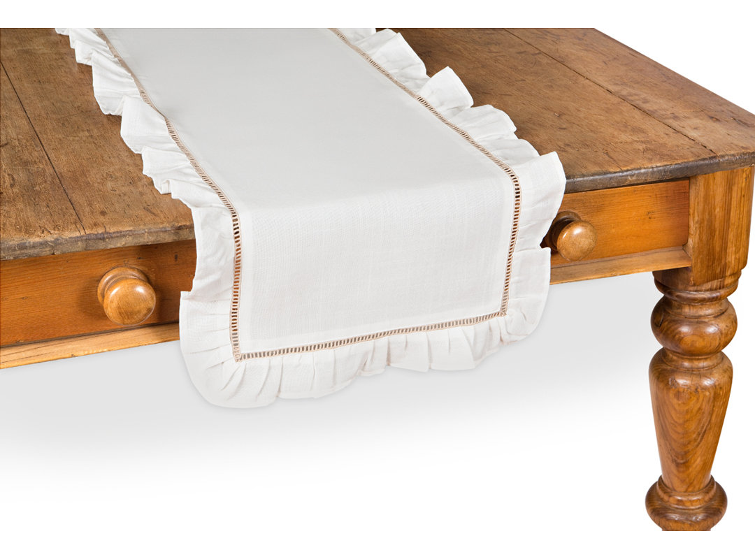 Hemstitch/Ruffle Trim Table Runner Xia Home Fashions 