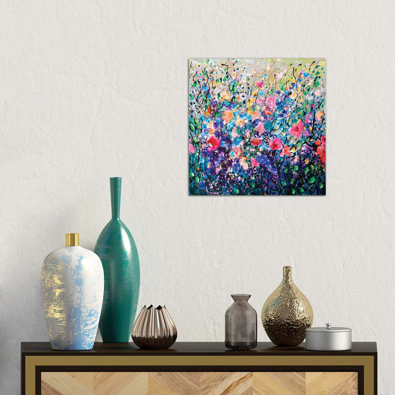 Colourful Flowers Painting - Wrapped Canvas Painting, 45.72 cm H x 45.72 cm W x 3.175 cm D