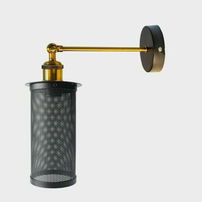 Industrial Vintage Wall Light, Adjustable Wall Sconce Black with Gold Interior, E26 Base, Indoor/Outdoor Wall Lamp for Bedroom, Bathroom, Hallway, Farmhouse Lighting Fixture