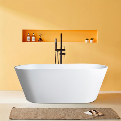63'' x 29.5'' Freestanding Soaking Solid Surface Bathtub