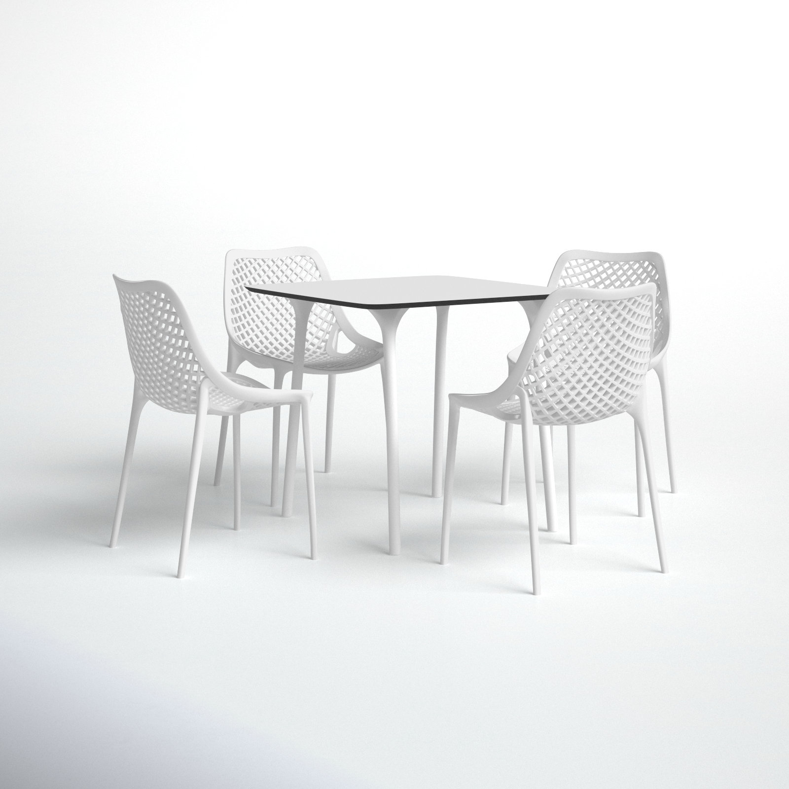 Farrah 31" Patio Dining Set, White/White
