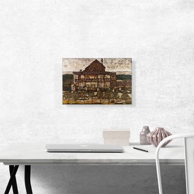 Maison avec bardeaux 1915 par Egon Schiele - reproduction d'art sur toile tendue