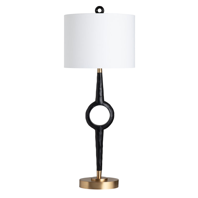 38.75" Metal Table Lamp With White Shade