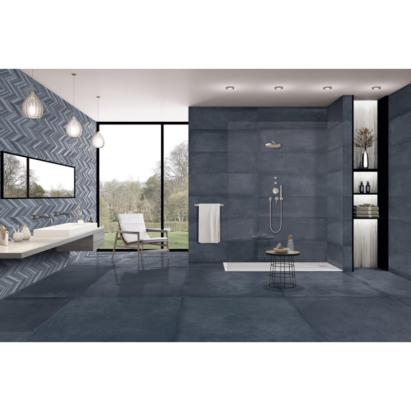 Cromat 10" x 30" Ceramic Wall Tile, Navy
