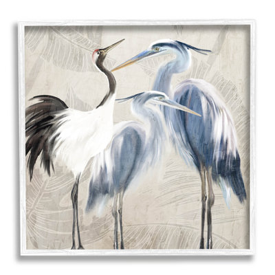 «Leaf Leaf Crane Heron», art mural texturé giclée par Kim Allen_aq-609
