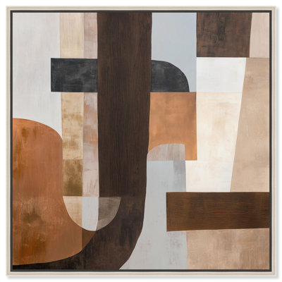 Impression sur toile brune et beige par Art Remedy, cadre argenté, 16 x 16