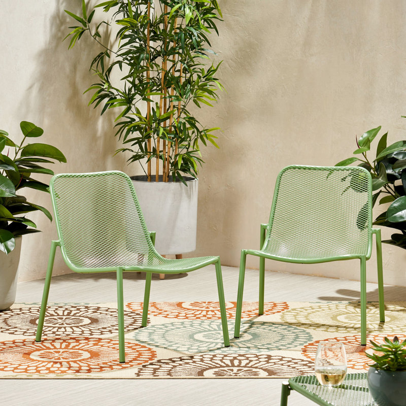 Stackable Outdoor Chairs In , Modern Style, Seat, 26.32"w X 22.33"d 26.32"h Chairs, Iron Frame, Mesh Seating,