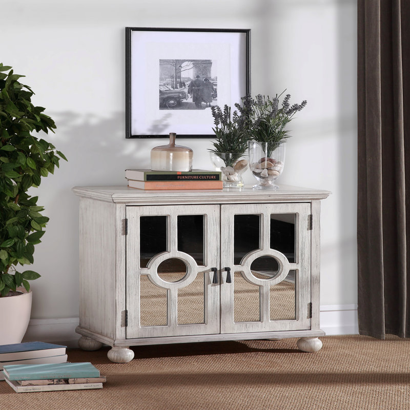 Armoire de rangement classique classique blanc antique moderne 1pc avec portes miroir, Blanc antique