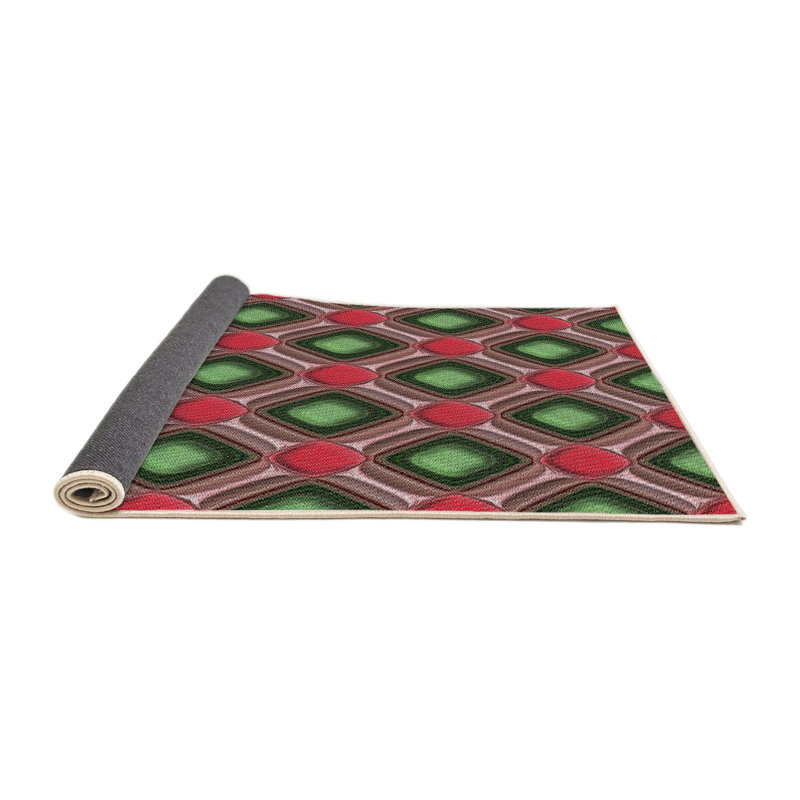 Tapis rouge à motif géométrique, Rond 5 pi