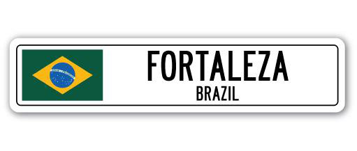 Plaque de rue en aluminium Fortaleza, drapeau du Brésil, H 6 po x l 24 po x P 1 po