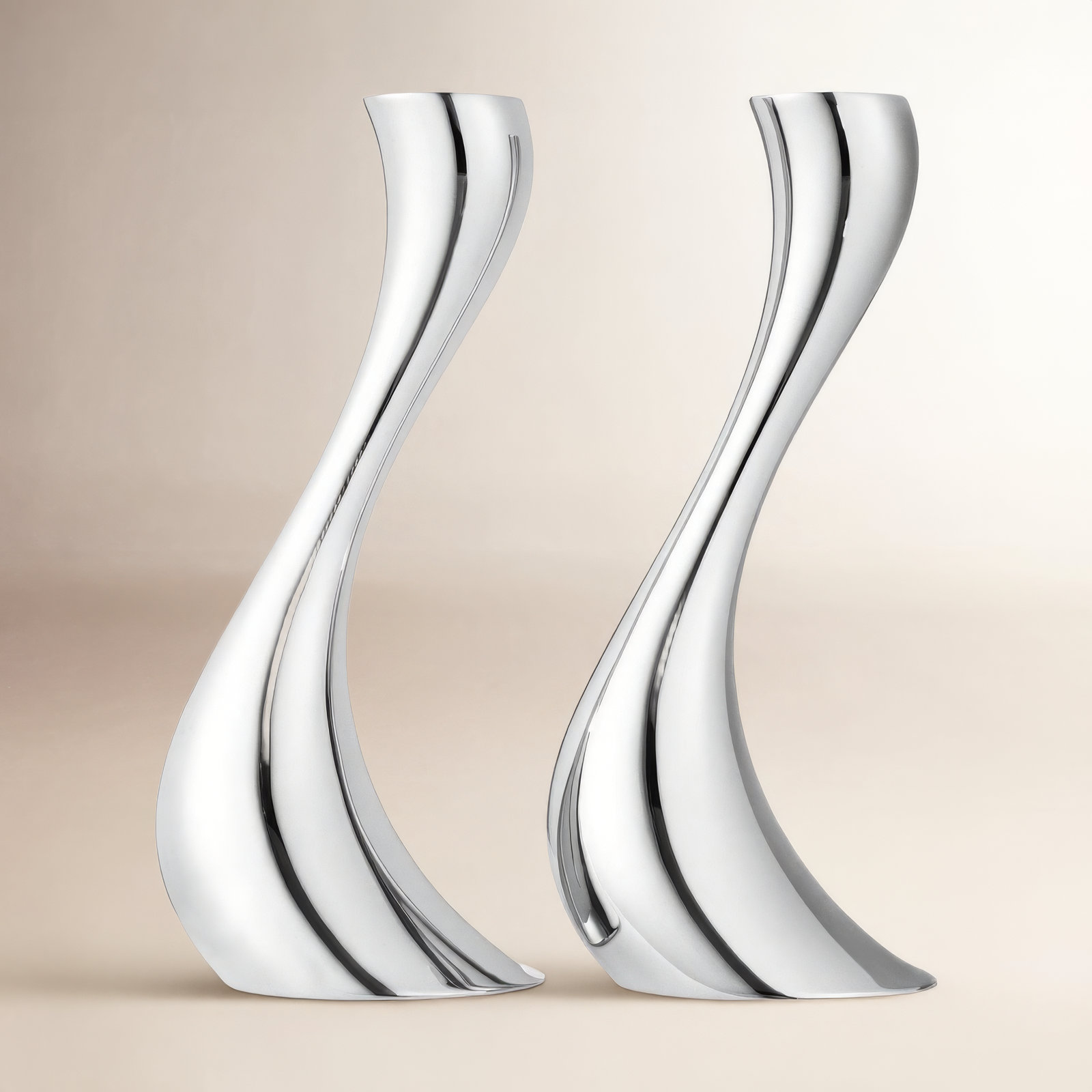 Cobra Stainless Steel Candlestick, 9.45" H x 3.35" W x 3.54" D, Stainless Steel