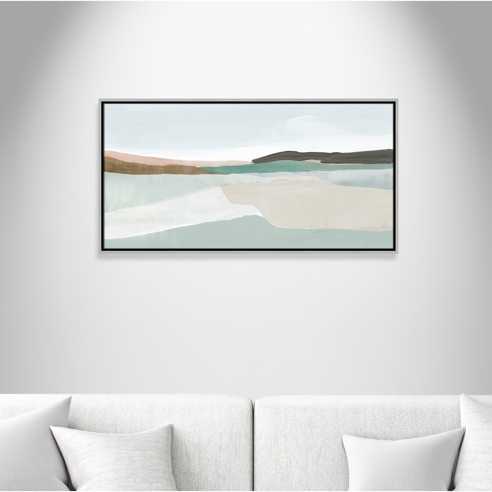 Ali "Sole of the Land I" Painting, 19.5" H x 37.5" W, Silver