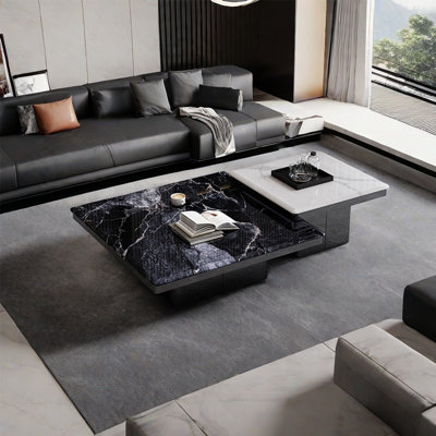 Square supercrystalline composite coffee table