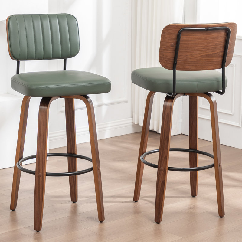 Tabouret de bar et de comptoir pivotant, Vert, Tabouret de comptoir (siège d'une hauteur de 26,3
