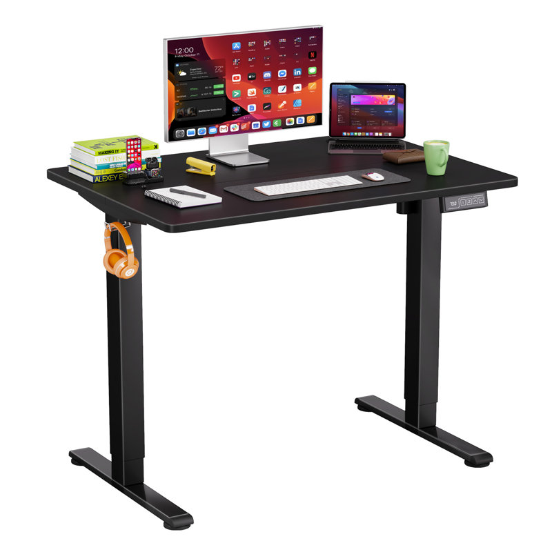 Bureau pour travailler debout électrique Bureau à hauteur ajustable Bureau d'ordinateur pour ordinateur de bureau avec support d'écouteurs