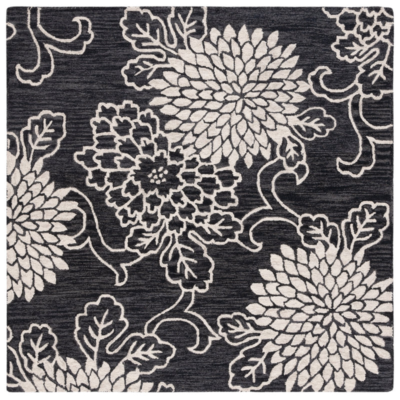 Abranda Hand Tufted Wool Floral Rug, Square 6'