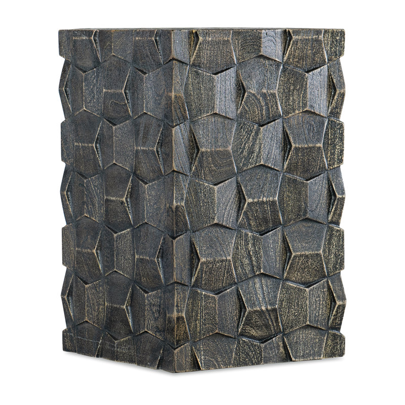 Chiseled Black Mango Wood Square End Table