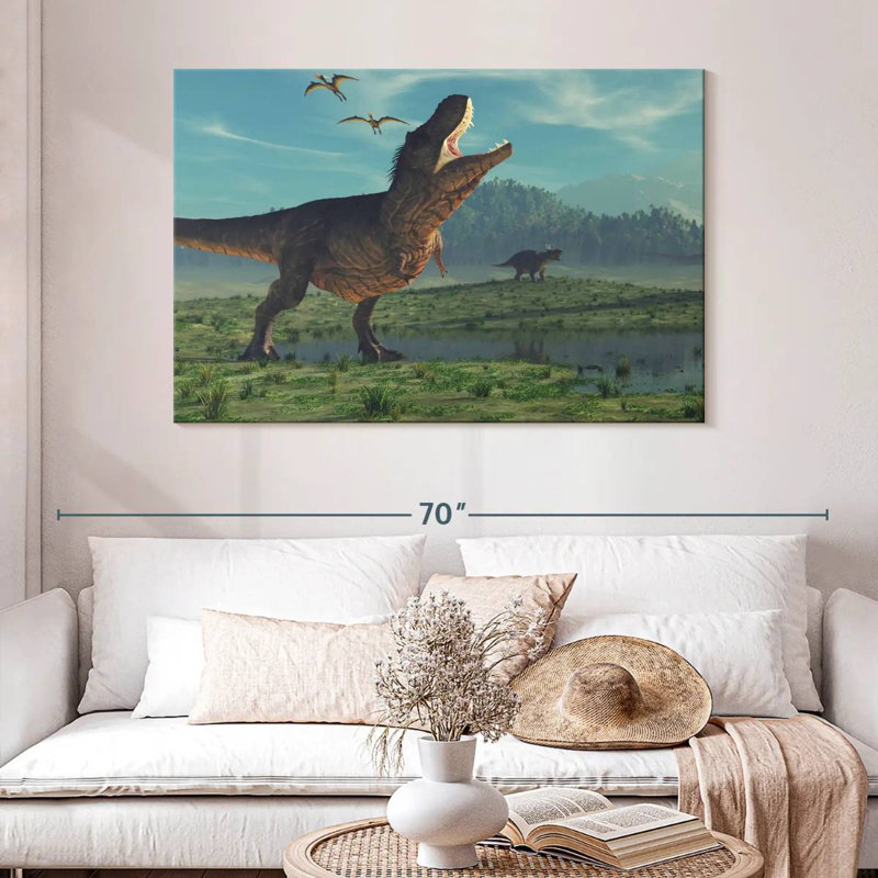 Dinosaures de l'ère jurassique Brampt, H 32 po x l 48 po